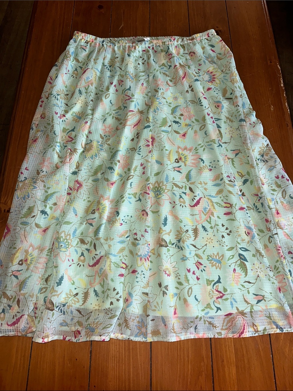Christopher & Banks Mint Floral Midi Skirt